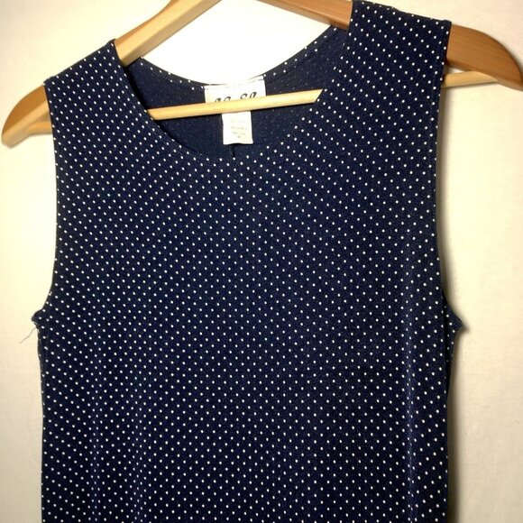Es Se Slip Dress M Nylon Stretch Blue White Polka Dot Sleeveless Stretch - Picture 4 of 6